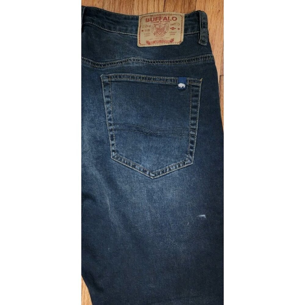 Buffalo David Bitton Jeans 36x30 Blue Relaxed Straight Stretch Driven Basic Dark - Picture 9 of 9